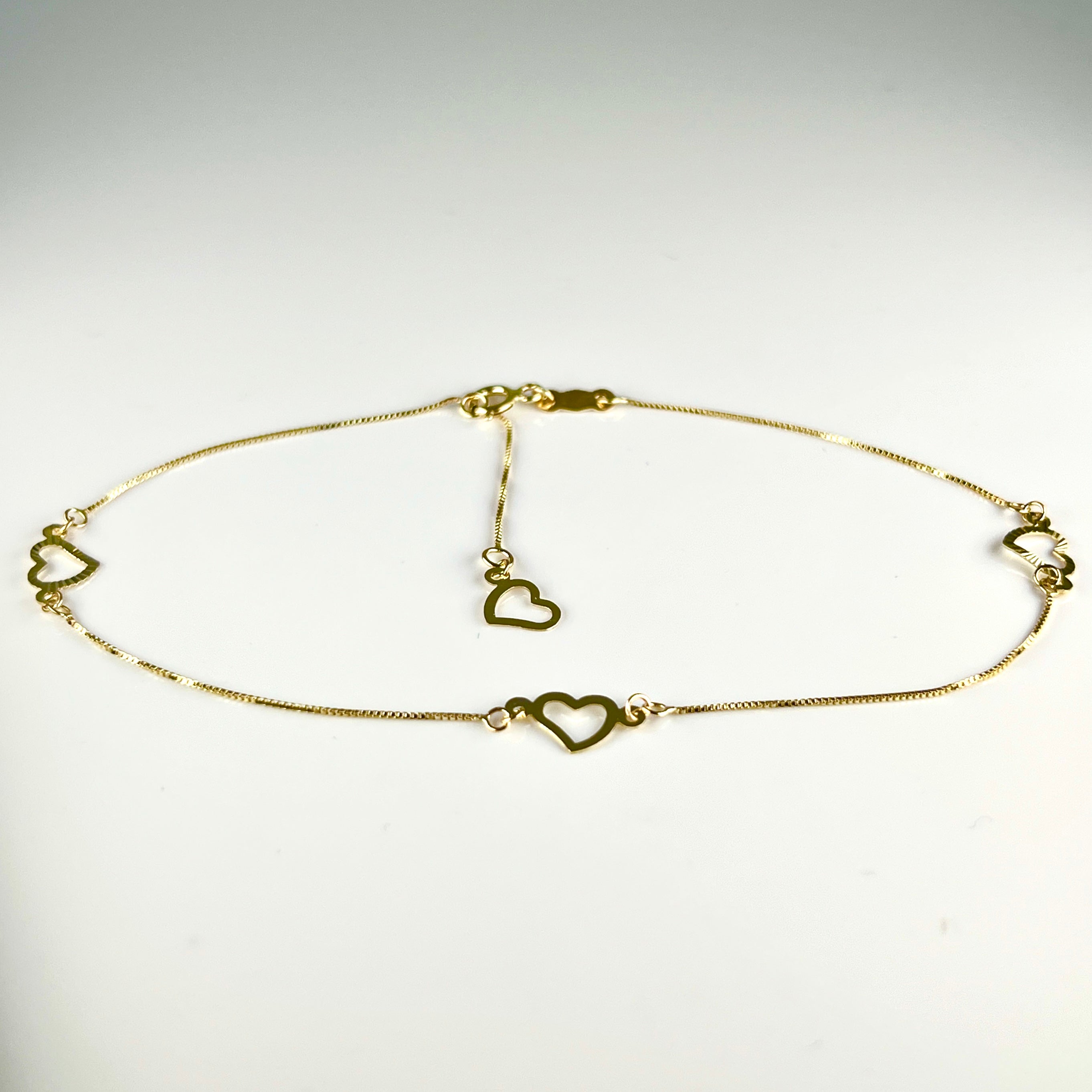 Macys Adjustable Heart Anklet in 14k Yellow Gold  Macys