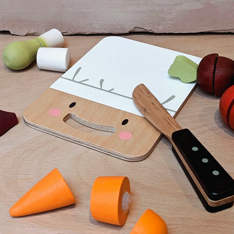 Mini Chef Chopping Board with Vegetables for Kids - Paper & Bean