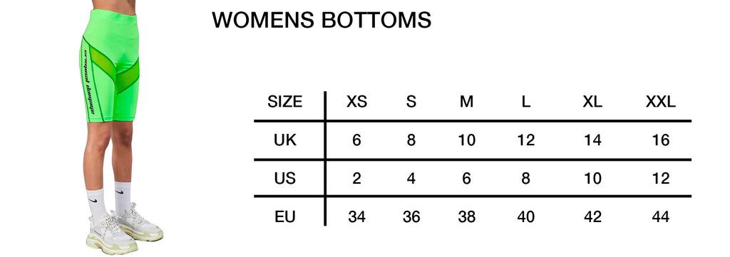 Taylor Size Chart Bottoms