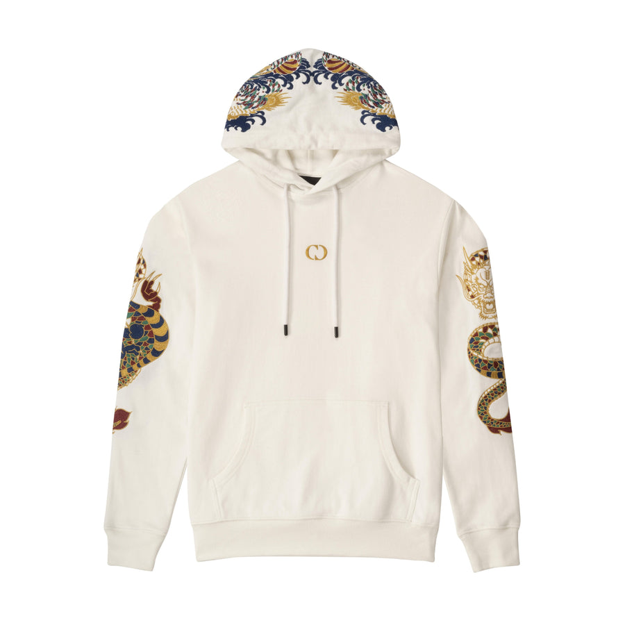  GOLD DRAGON EMBROIDERY HOODIE - OFF WHITE 