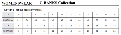 SIZE CHART | C'BANKS Collection
