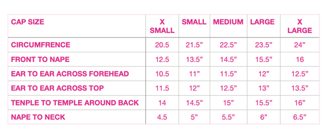 Wig Cap Size Chart