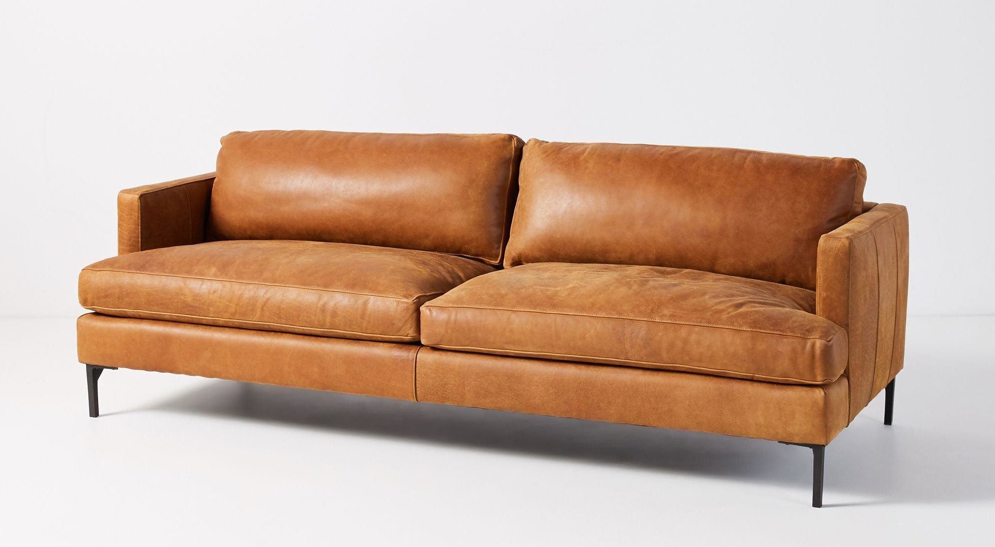 Hudson Mid Century Leather Sofa