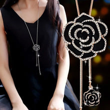 Load image into Gallery viewer, Black Rose Flower Long Necklace