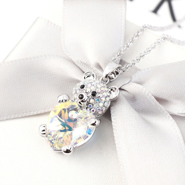Elegant Crystals Bear Necklace Pendants