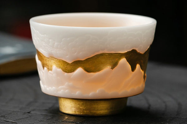 Sol-Bird Ice Jade Relief Porcelain Cup