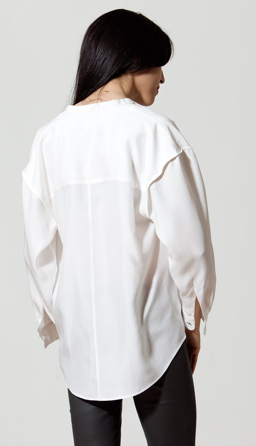 Fallon Shirt: Cream Hammered Silk