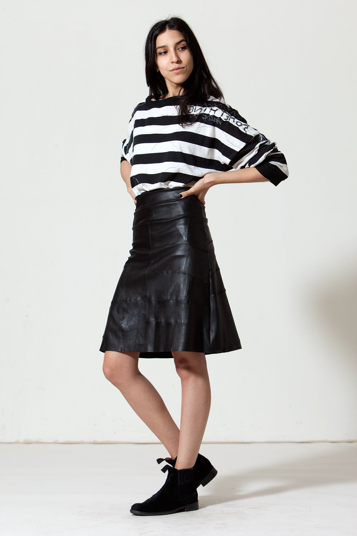 Stretch Lamb Leather A-line Skirt: Black, any length! – Daryl K