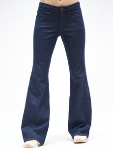 Pintucked Indigo Rinse Stretch Denim Flares – Daryl K