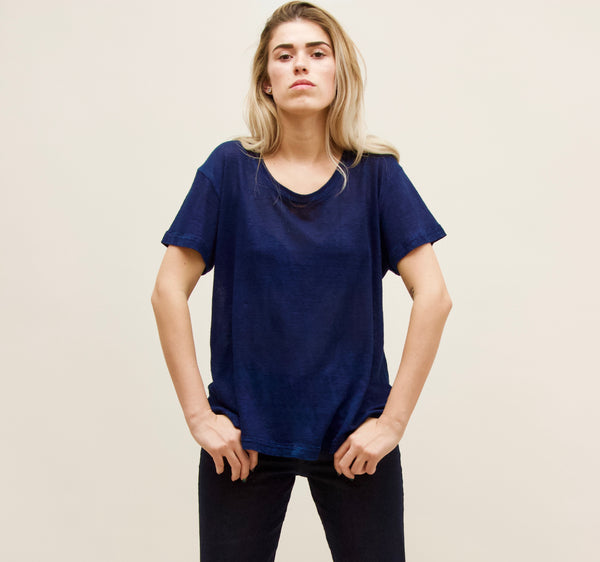 Unisex T-Shirt, Linen Jersey. Indigo. – Daryl K