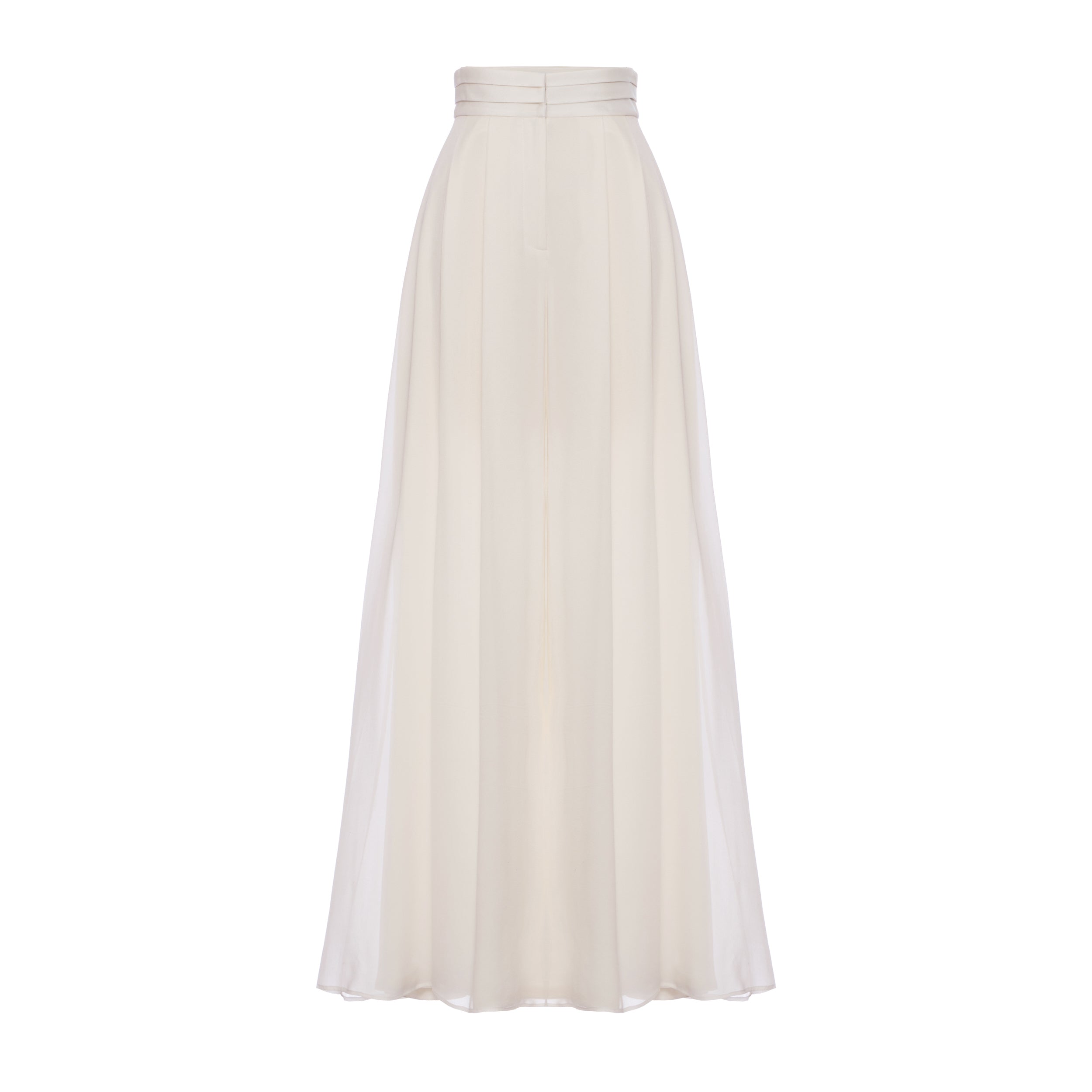 Felix Trouser in Ivory Silk Crepe with Chiffon Overlay
