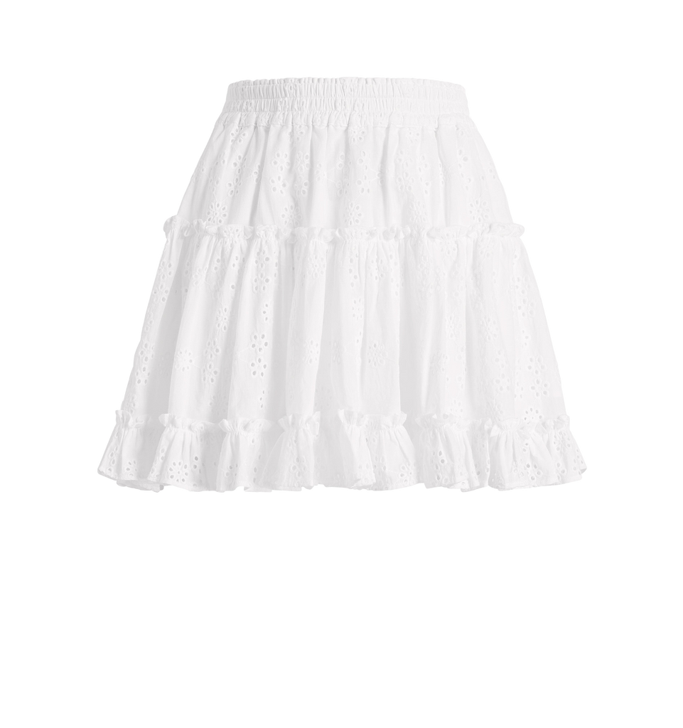 The Teen Eyelet Paz Skirt in White | Over The Moon