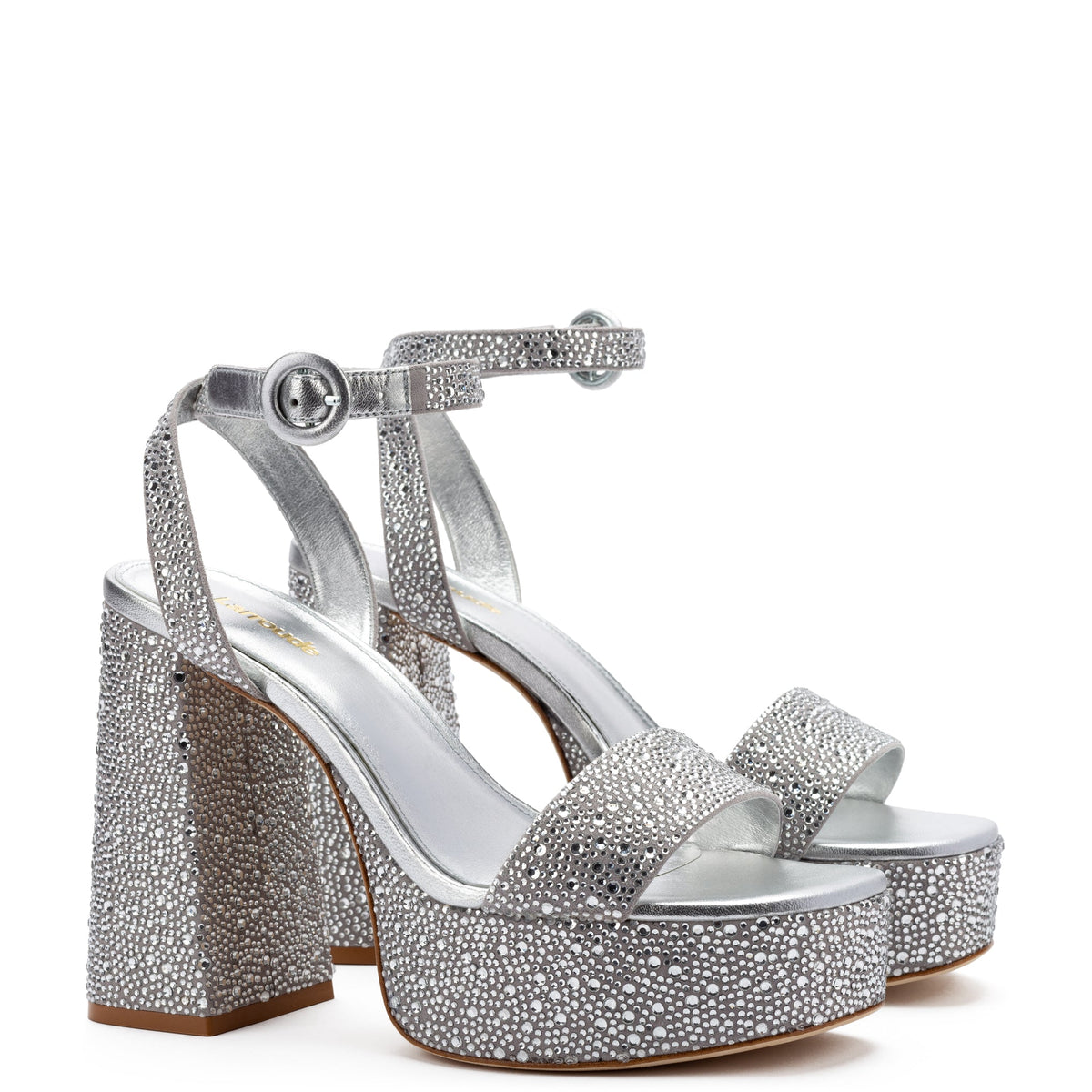 Dolly Crystal Sandal In Gray Suede | Over The Moon