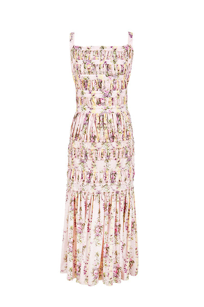 Brock Collection Devon Shirred Dress in Light Pink Cotton Poplin | Over ...