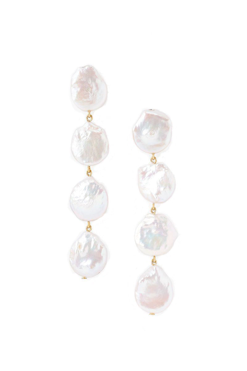 Four Tiered White Keshi Pearl Earrings | Over The Moon