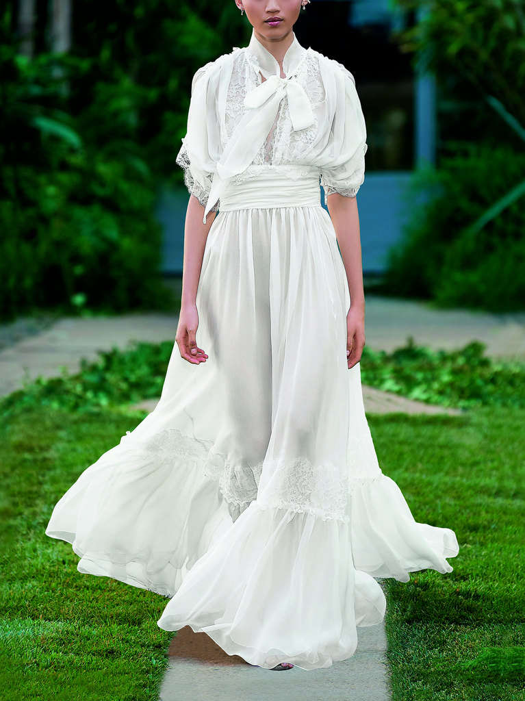 chiffon white maxi dress