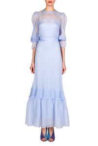 Lace Embellished Chiffon Dress