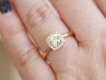 Round Cut Diamond 18K Yellow Gold Halo Engagement Ring