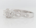 Round Brilliant Cut Diamond Halo Twisted Shank Engagement Ring