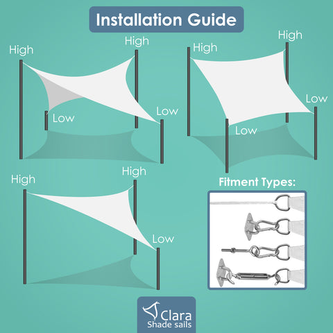 Clara Shade Sails 20-30 Degree Angle Guide for installation