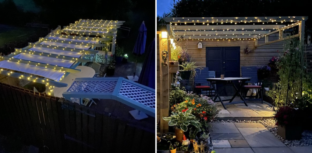 Clara Shade Sails outdoor garden fairy lights