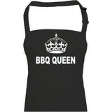 BBQ Queen- Barbecue TIME, Outdoor Loving Cool Crown Funny, Silly Unisex Apron Black Green Red Purple White Blue and Pink Mother's Day Christmas Birthday House Warming Gift