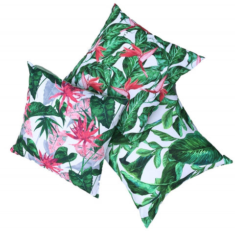 Pink Flower Water Resistant Garden Cushion Cover Scatter Pillow Cover Tropical Jungle Rainforest