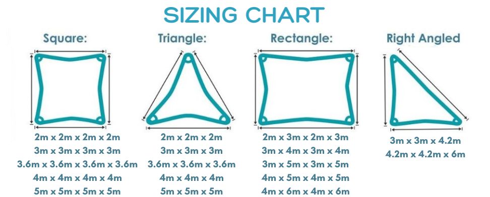 Clara Shade Sails Size and Shape Chart