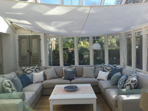 Conservatory Shade Sail Roof Blinds Clara white conservatory roof sun shade sail blinds with UV protection
