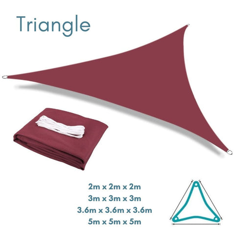 Equilateral Triangle Wine Red - Sun Shade Sail - Water Resistant UV Garden Canopy Awning 2m 3m 3.6m 5m