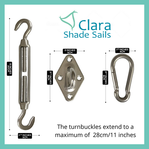 Clara Shade Sail Stainless Steel Fixture Measurements