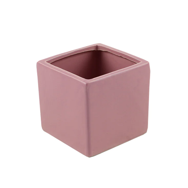 Ceramic Cube Painted Planter Dusky Road