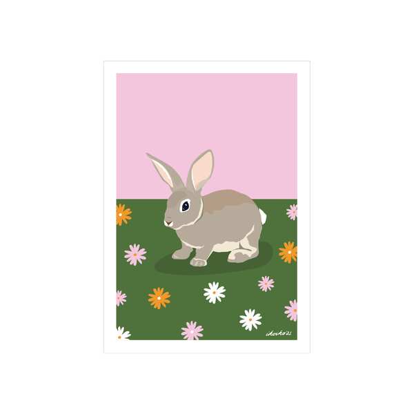eminentd A4 Art Print Woodland Rabbit with Daisy