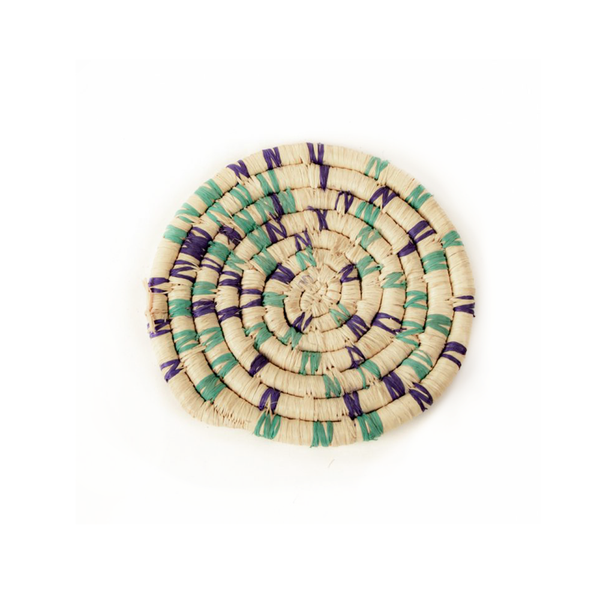 Woven Banana Fibre Coaster Turquoise