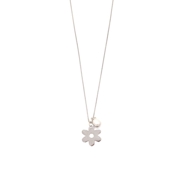 Penny Foggo Necklace Flower and Pearl Silver