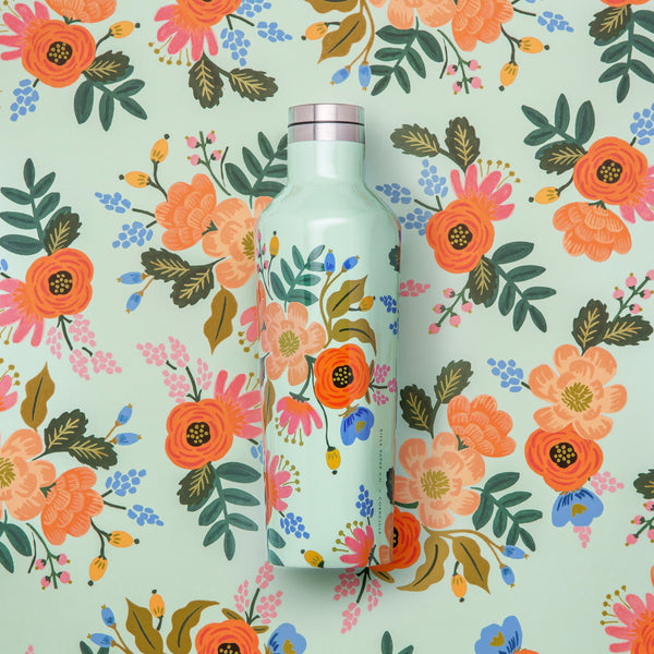 Corkcicle x Rifle Paper Co. Canteen Drink Bottle 16oz 475ml Mint Lively Floral