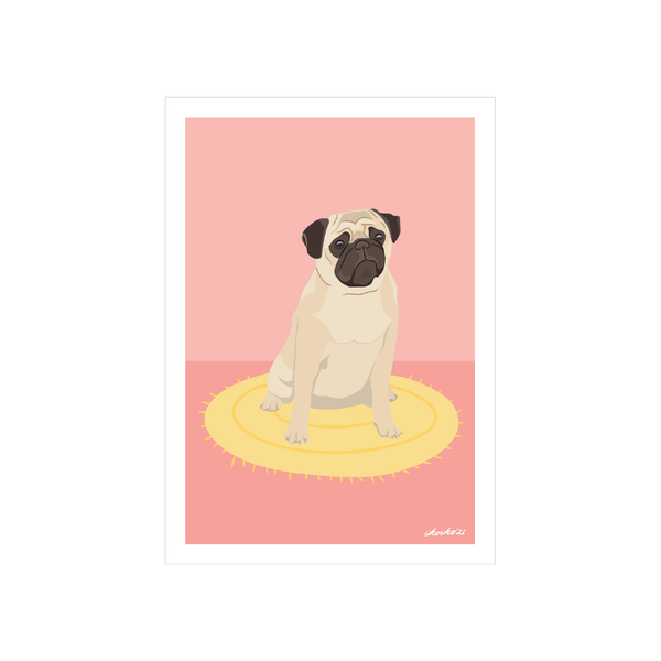 eminentd A4 Art Print Pug on a Rug