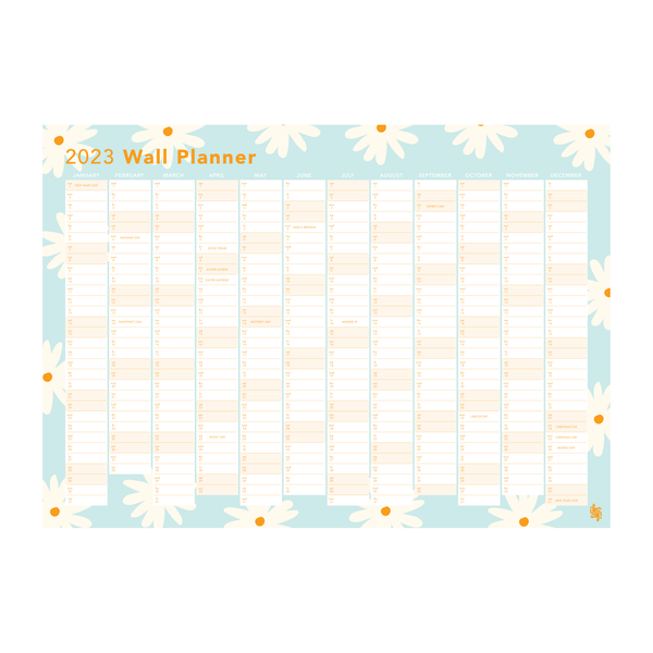 eminentd 2023 Wall Planner Daisies Blue