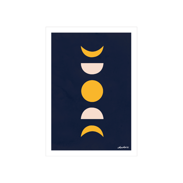 eminentd A4 Art Print Talula Moon Forms Phases Vertical