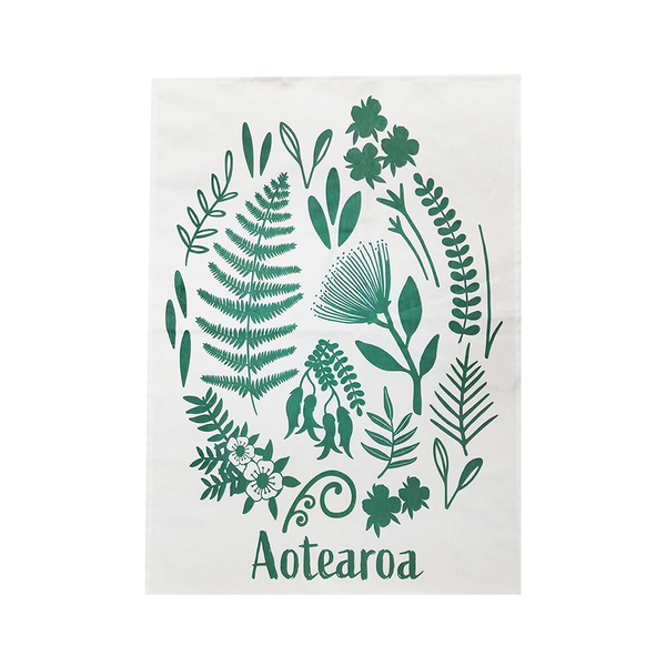 New Zealand Tea Towel Flora Teal