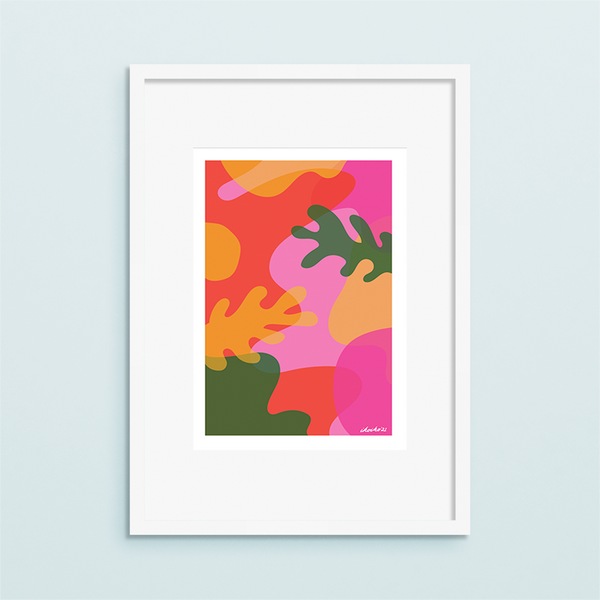 eminentd A4 Art Print Abstract Reef Green and Pink