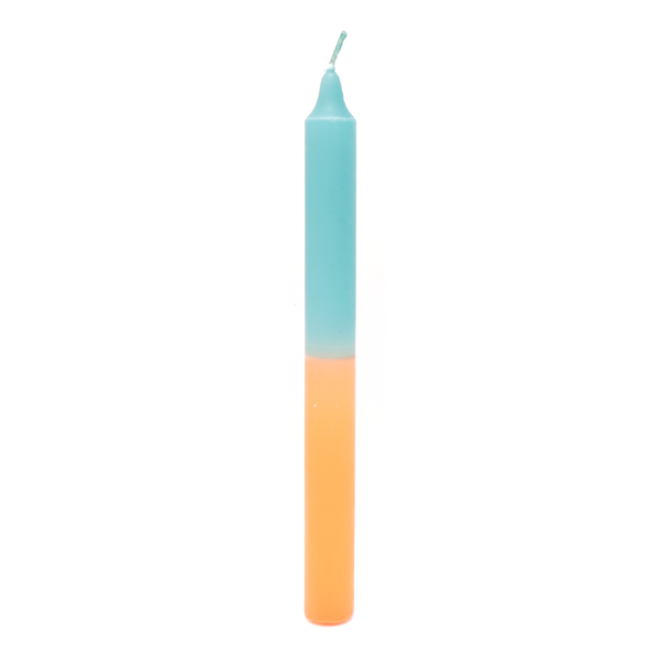 Half and Half Candle Turquoise Orange