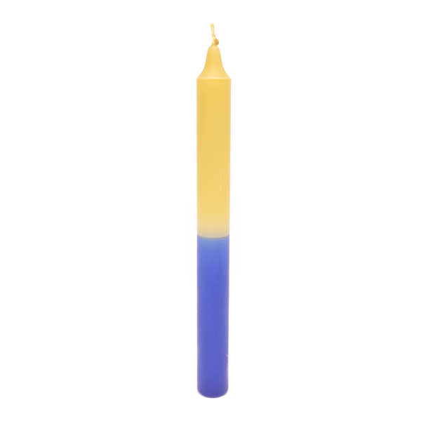 Half and Half Candle Mustard Royal Blue