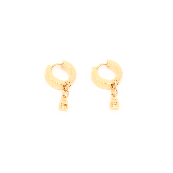 Penny Foggo Earrings Huggies Tiny Lock Gold