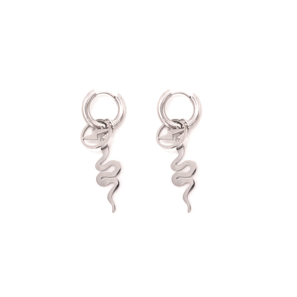 Penny Foggo Earrings Double Huggies Snake Lightning Bolt Silver