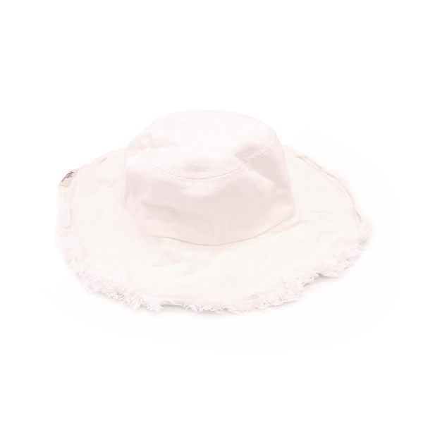 Hello Friday Wide Brimmed Bucket Hat White