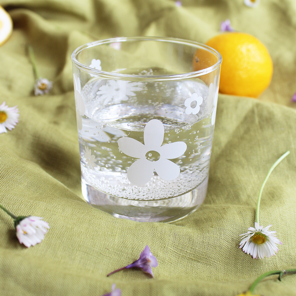 eminentd Glass Tumbler Daisies White