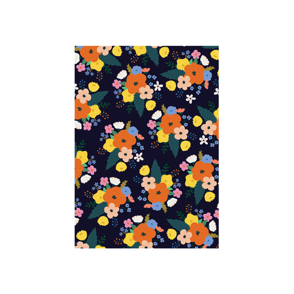 eminentd Floral Card Bright Bloom Dark Navy with Orange Flower