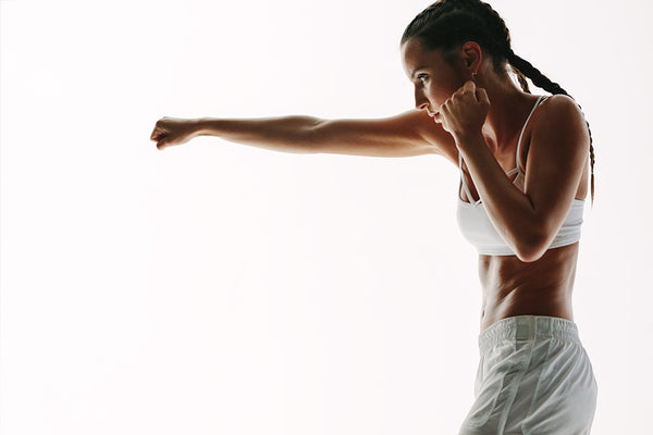 Fitness boxing on white background