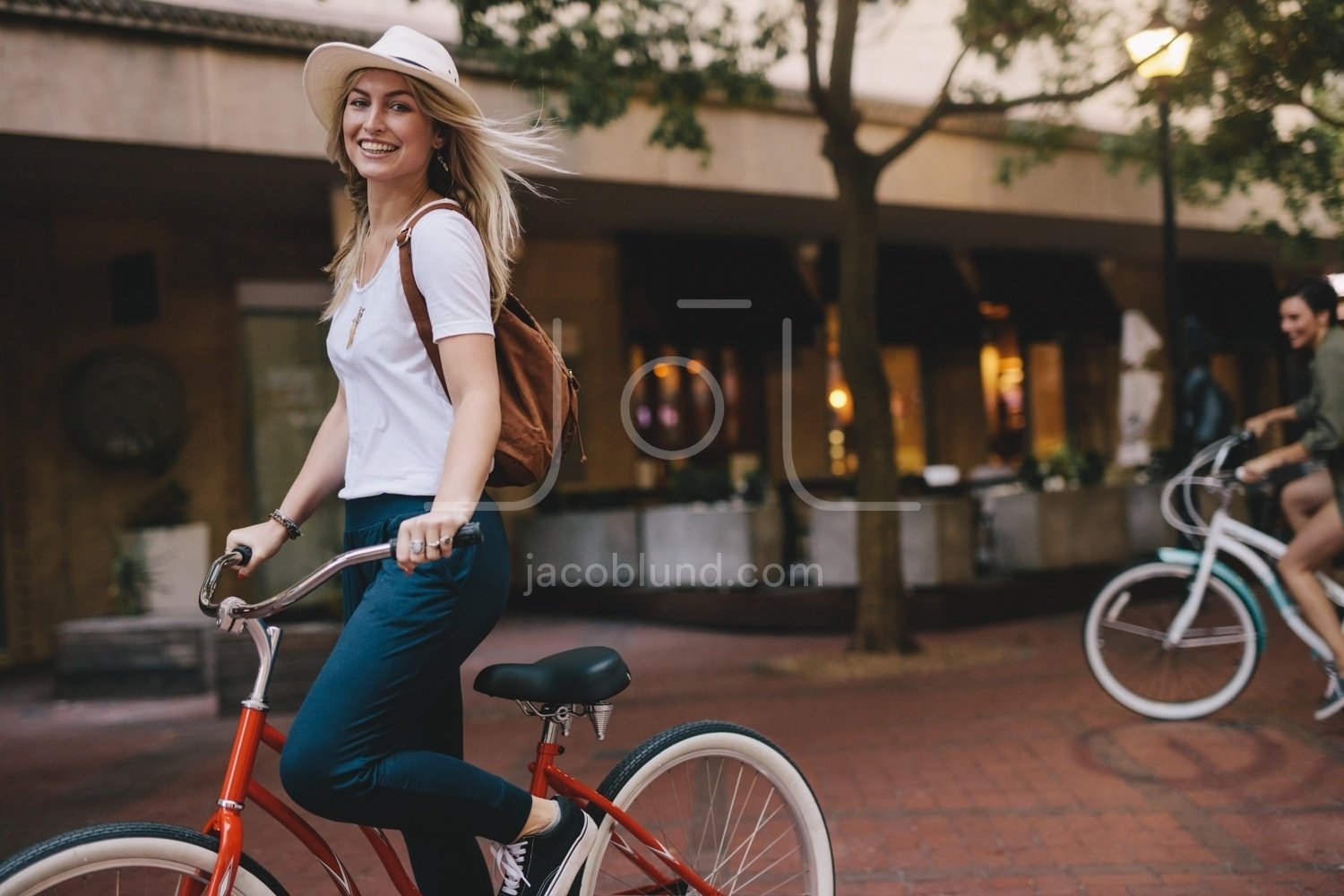 woman riding bicycle